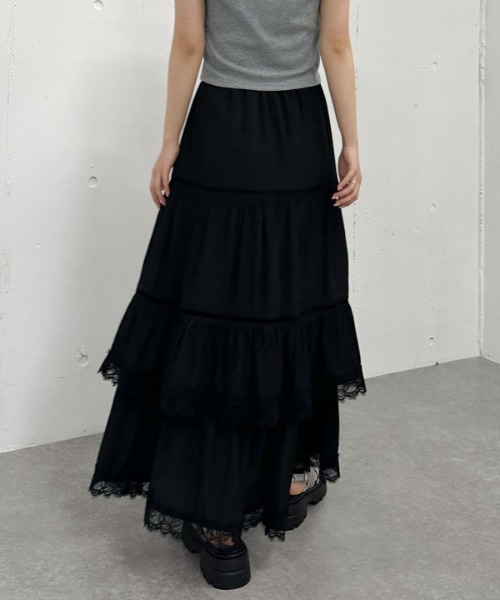 archives（アルシーヴ）の「レーストリミングティアードスカート（スカート・レディース・オフホワイト/ブラック・MEDIUM）」の13枚目の写真