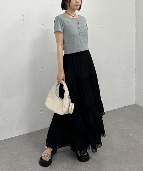 archives（アルシーヴ）の「レーストリミングティアードスカート（スカート・レディース・オフホワイト/ブラック・MEDIUM）」の15枚目の写真