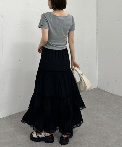 archives（アルシーヴ）の「レーストリミングティアードスカート（スカート・レディース・オフホワイト/ブラック・MEDIUM）」の18枚目の写真
