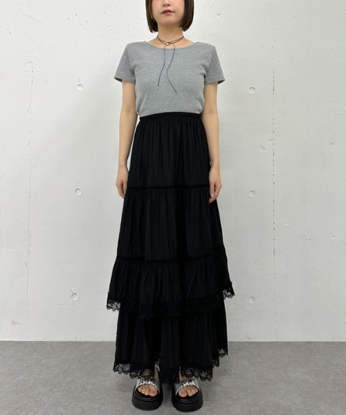 archives（アルシーヴ）の「レーストリミングティアードスカート（スカート・レディース・オフホワイト/ブラック・MEDIUM）」の19枚目の写真