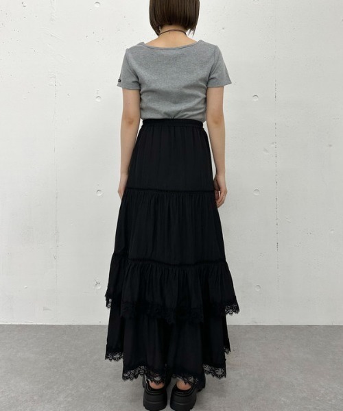 archives（アルシーヴ）の「レーストリミングティアードスカート（スカート・レディース・オフホワイト/ブラック・MEDIUM）」の21枚目の写真
