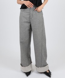roll up wide denim pants