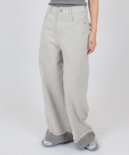 SUWDEE(スーディー)の「roll up wide denim pants(デニムパンツ・レディース・ホワイト/ブラック・S/M/L)」の8枚目の写真