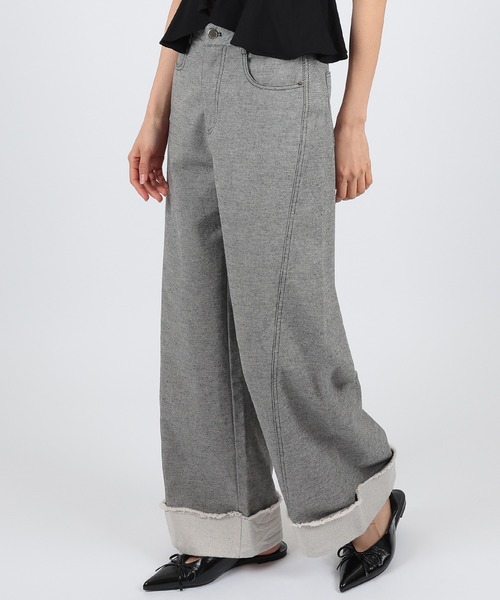 SUWDEE(スーディー)の「roll up wide denim pants(デニムパンツ・レディース・ホワイト/ブラック・S/M/L)」の5枚目の写真