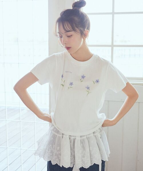 LOEFF ロエフ　シアーエンブロイダリースカート　花柄刺繍　ウエストゴム　白 エンブロイダリースカート【WHITE】 – ELLIE