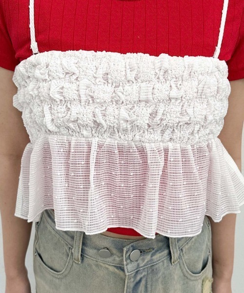 archives（アルシーヴ）の「シアーチェックドットビスチェ（その他トップス・レディース・ブルー/オフホワイト/ブラック・MEDIUM）」の4枚目の写真