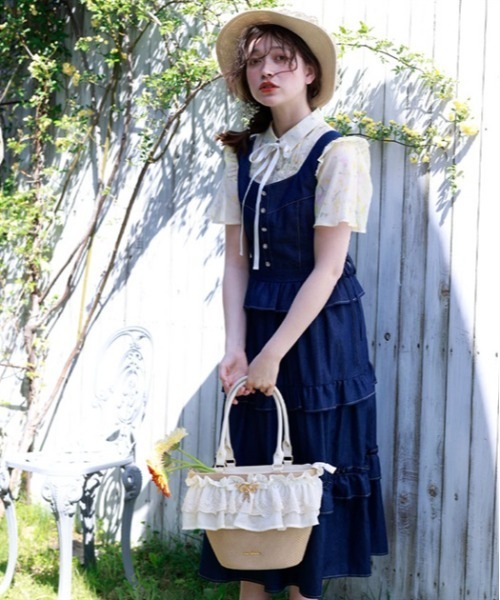 axes femme（アクシーズファム）の「レースフリルかごトート（トートバッグ・レディース・ブラック/ピンク/キナリ・FREE）」の9枚目の写真