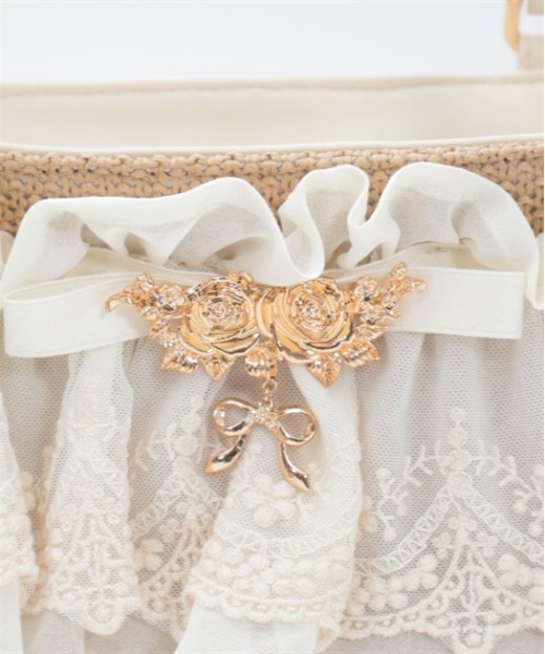 axes femme（アクシーズファム）の「レースフリルかごトート（トートバッグ・レディース・ブラック/ピンク/キナリ・FREE）」の12枚目の写真