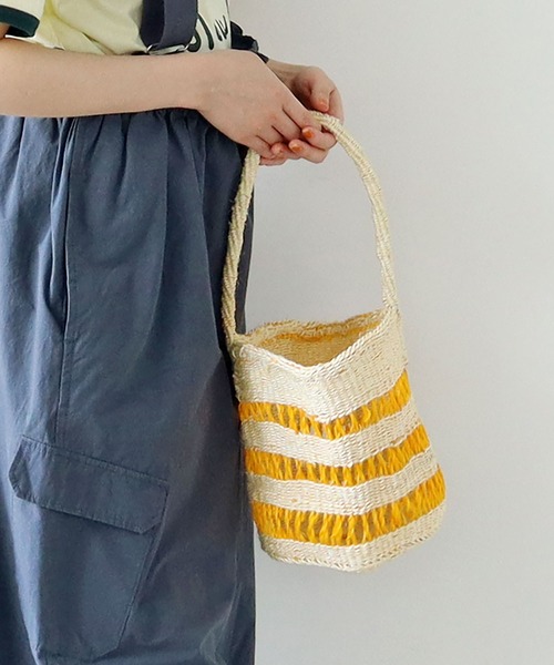 PAR ICI（パーリッシィ）の「サイザル 透かし編み3段カゴバッグ（かごバッグ・レディース・オレンジ/グレー・FREE）」の15枚目の写真