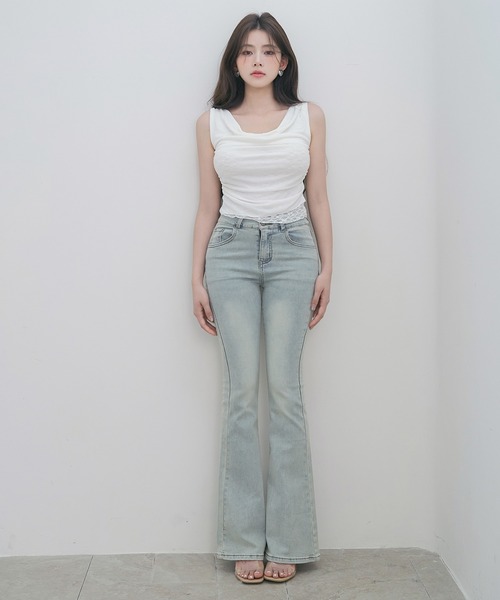 美品 SAINT LAURENT PARIS ハイライズ フレアデニムパンツ w421.jpg