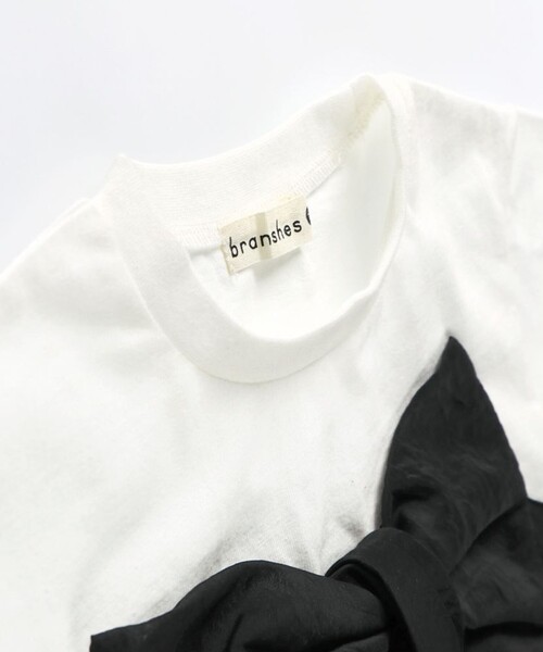 BRANSHES(ブランシェス)の「【b.+A】金子綾/リボンドッキング半袖Tシャツ(Tシャツ/カットソー・キッズ・ブラック/杢グレー/オフホワイト・110/100/90/120/130/140/150)」の15枚目の写真