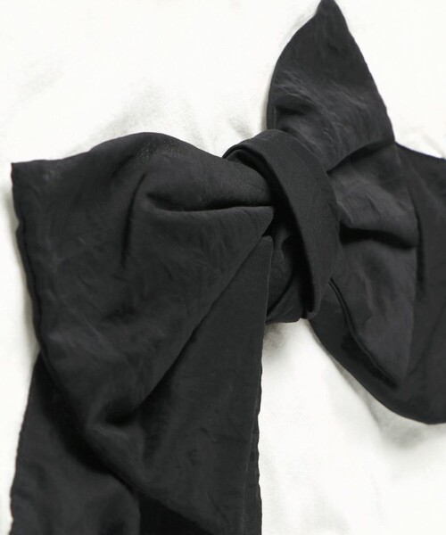 BRANSHES(ブランシェス)の「【b.+A】金子綾/リボンドッキング半袖Tシャツ(Tシャツ/カットソー・キッズ・ブラック/杢グレー/オフホワイト・110/100/90/120/130/140/150)」の16枚目の写真