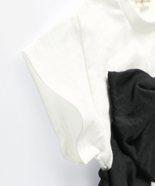 BRANSHES(ブランシェス)の「【b.+A】金子綾/リボンドッキング半袖Tシャツ(Tシャツ/カットソー・キッズ・ブラック/杢グレー/オフホワイト・110/100/90/120/130/140/150)」の17枚目の写真