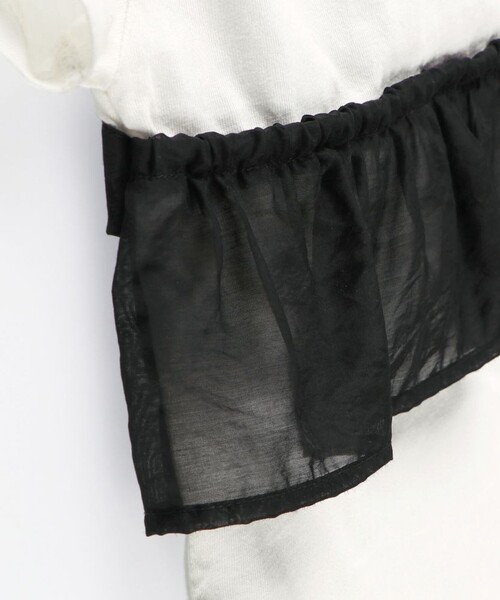 BRANSHES(ブランシェス)の「【b.+A】金子綾/リボンドッキング半袖Tシャツ(Tシャツ/カットソー・キッズ・ブラック/杢グレー/オフホワイト・110/100/90/120/130/140/150)」の9枚目の写真