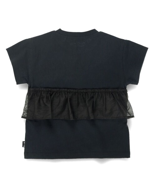 BRANSHES(ブランシェス)の「【b.+A】金子綾/リボンドッキング半袖Tシャツ(Tシャツ/カットソー・キッズ・ブラック/杢グレー/オフホワイト・110/100/90/120/130/140/150)」の7枚目の写真