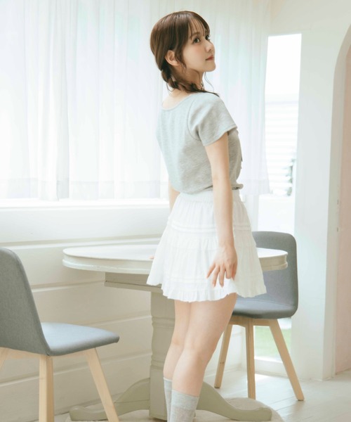 セール】フロントフリルリボントップス（Tシャツ/カットソー