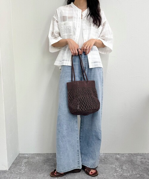 fredy emue（フレディエミュ）の「【The Bagmati】コットンコードカラーラウンドバッグ（かごバッグ・レディース・ブラウン/ピンク・FREE）」の4枚目の写真