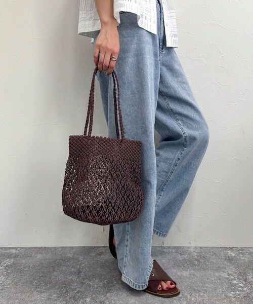 fredy emue（フレディエミュ）の「【The Bagmati】コットンコードカラーラウンドバッグ（かごバッグ・レディース・ブラウン/ピンク・FREE）」の5枚目の写真