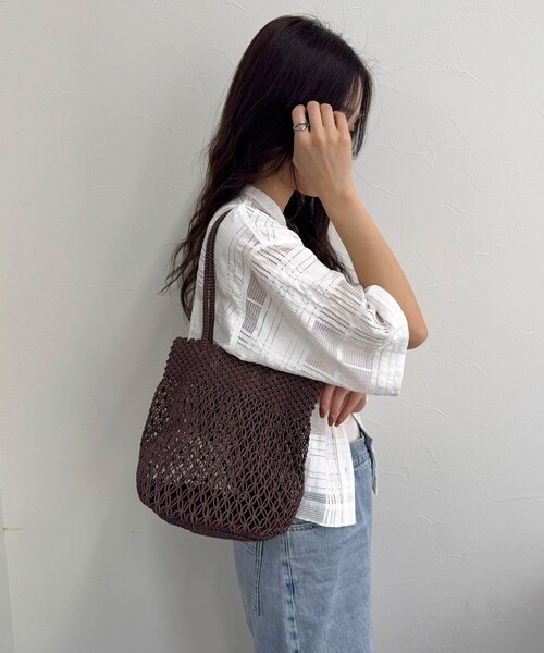 fredy emue（フレディエミュ）の「【The Bagmati】コットンコードカラーラウンドバッグ（かごバッグ・レディース・ブラウン/ピンク・FREE）」の6枚目の写真