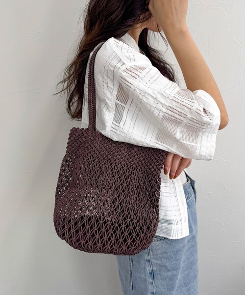 fredy emue（フレディエミュ）の「【The Bagmati】コットンコードカラーラウンドバッグ（かごバッグ・レディース・ブラウン/ピンク・FREE）」の7枚目の写真