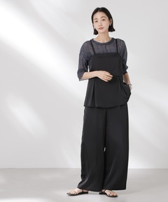 レースロングジレ×サロペットセット ナノユニーバース S 美品 レース ロングジレ × サロペット セット