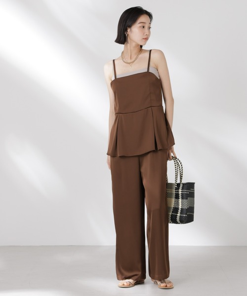 NANO universe(ナノユニバース)の「ペムラムディティールサテンキャミソールオールインワン(つなぎ/オールインワン・レディース・ベージュ/ブラウン/ブラック・FREE)」の17枚目の写真