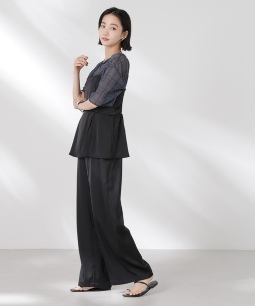 NANO universe(ナノユニバース)の「ペムラムディティールサテンキャミソールオールインワン(つなぎ/オールインワン・レディース・ベージュ/ブラウン/ブラック・FREE)」の21枚目の写真