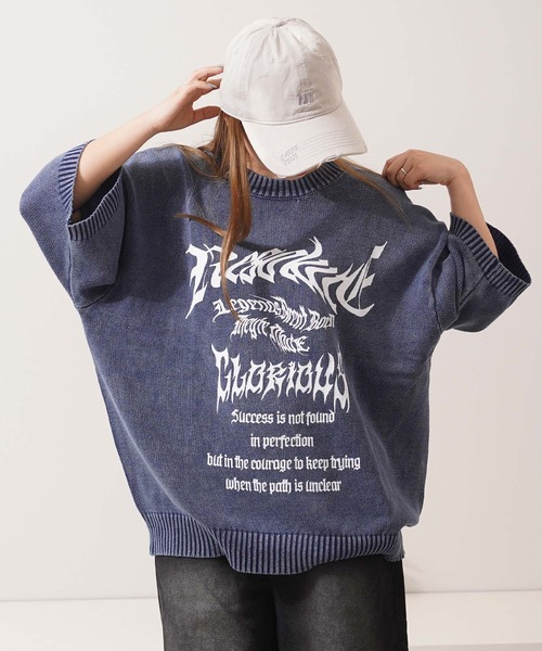 1111clothing（ワンフォークロージング）の「ウォッシュ加工 半袖 サマーニット / Wash-processed short-sleeved summer knitwear（ニット/セーター・メンズ・ブルーグレー/チャコール/オフホワイト・L/M）」の17枚目の写真
