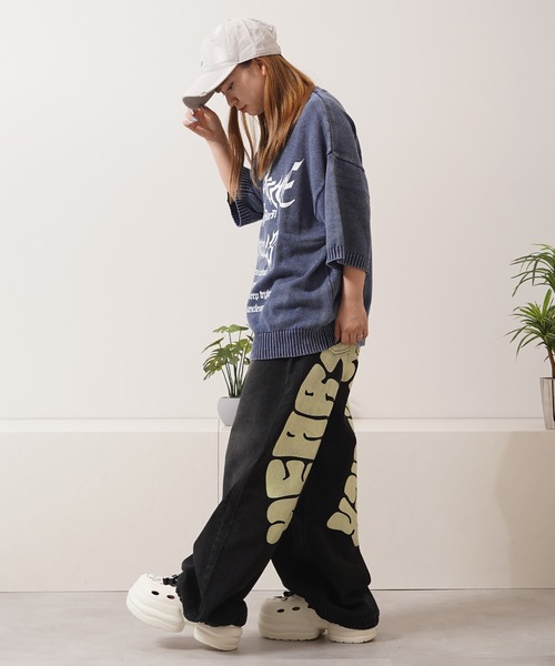 1111clothing（ワンフォークロージング）の「ウォッシュ加工 半袖 サマーニット / Wash-processed short-sleeved summer knitwear（ニット/セーター・メンズ・ブルーグレー/チャコール/オフホワイト・L/M）」の21枚目の写真