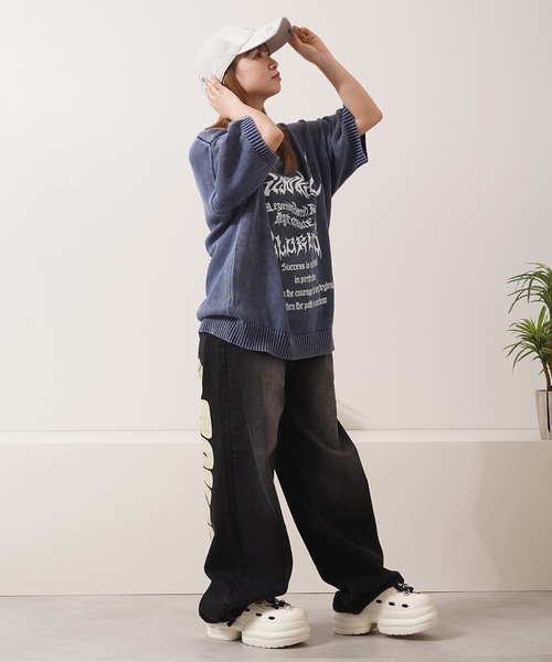 1111clothing（ワンフォークロージング）の「ウォッシュ加工 半袖 サマーニット / Wash-processed short-sleeved summer knitwear（ニット/セーター・メンズ・ブルーグレー/チャコール/オフホワイト・L/M）」の22枚目の写真
