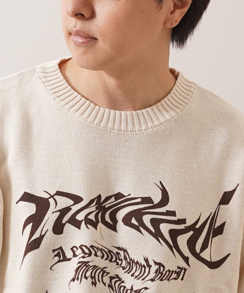 1111clothing（ワンフォークロージング）の「ウォッシュ加工 半袖 サマーニット / Wash-processed short-sleeved summer knitwear（ニット/セーター・メンズ・ブルーグレー/チャコール/オフホワイト・L/M）」の7枚目の写真
