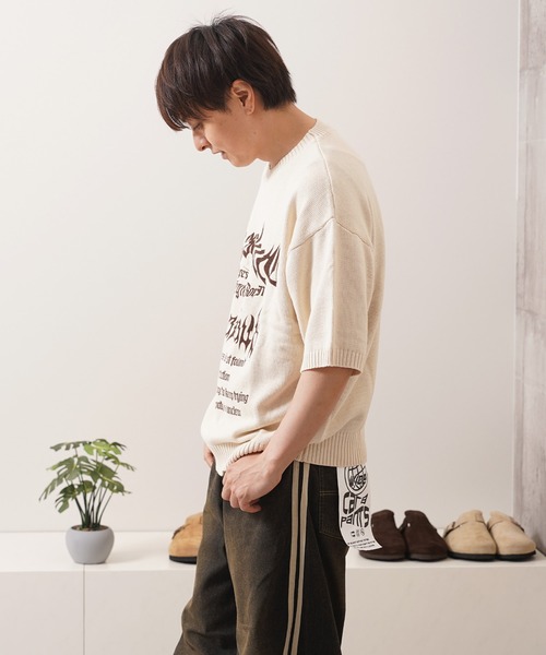 1111clothing（ワンフォークロージング）の「ウォッシュ加工 半袖 サマーニット / Wash-processed short-sleeved summer knitwear（ニット/セーター・メンズ・ブルーグレー/チャコール/オフホワイト・L/M）」の12枚目の写真