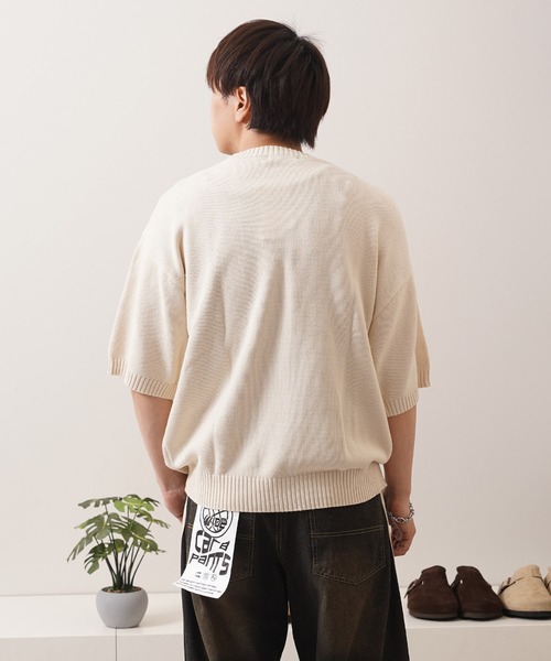 1111clothing（ワンフォークロージング）の「ウォッシュ加工 半袖 サマーニット / Wash-processed short-sleeved summer knitwear（ニット/セーター・メンズ・ブルーグレー/チャコール/オフホワイト・L/M）」の13枚目の写真