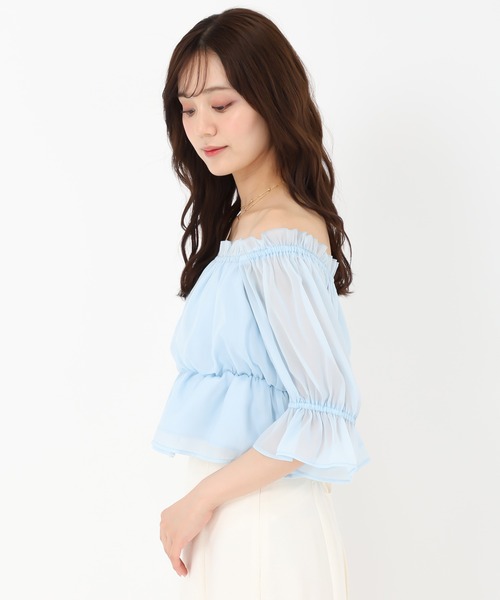 31 Sons de mode（トランテアン　ソン　ドゥ　モード）の「2025春夏新作 ラメオーガンジーシャーリングブラウス（シャツ/ブラウス・レディース・ブラック/ブルー/ベージュ/ピンク・ﾌﾘ-）」の12枚目の写真