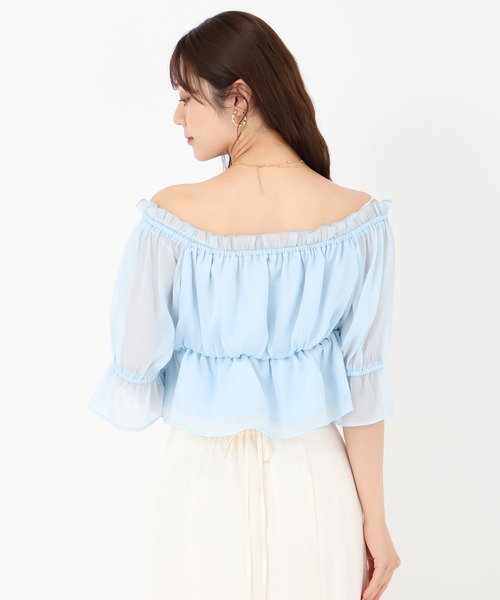 31 Sons de mode（トランテアン　ソン　ドゥ　モード）の「2025春夏新作 ラメオーガンジーシャーリングブラウス（シャツ/ブラウス・レディース・ブラック/ブルー/ベージュ/ピンク・ﾌﾘ-）」の13枚目の写真