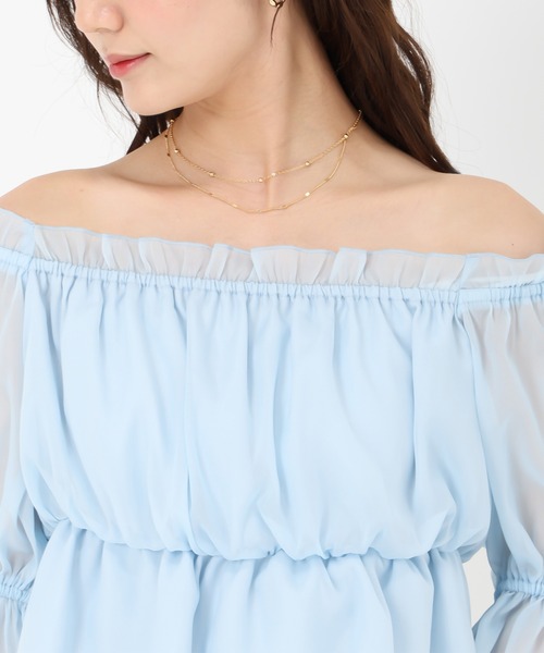 31 Sons de mode（トランテアン　ソン　ドゥ　モード）の「2025春夏新作 ラメオーガンジーシャーリングブラウス（シャツ/ブラウス・レディース・ブラック/ブルー/ベージュ/ピンク・ﾌﾘ-）」の14枚目の写真