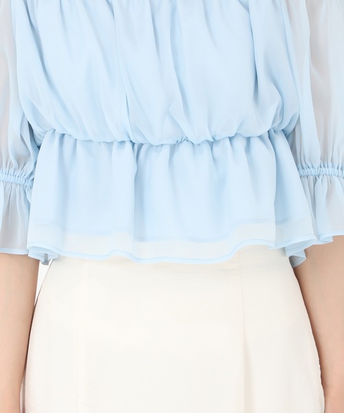 31 Sons de mode（トランテアン　ソン　ドゥ　モード）の「2025春夏新作 ラメオーガンジーシャーリングブラウス（シャツ/ブラウス・レディース・ブラック/ブルー/ベージュ/ピンク・ﾌﾘ-）」の16枚目の写真