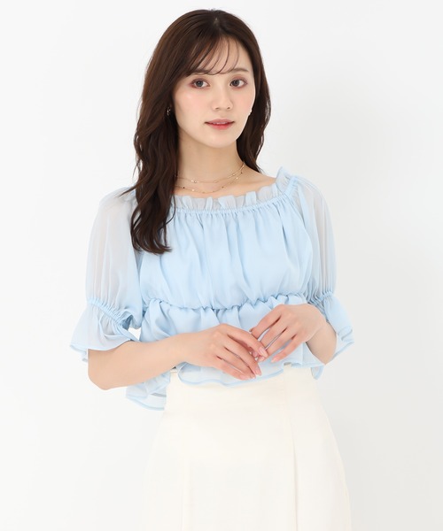 31 Sons de mode（トランテアン　ソン　ドゥ　モード）の「2025春夏新作 ラメオーガンジーシャーリングブラウス（シャツ/ブラウス・レディース・ブラック/ブルー/ベージュ/ピンク・ﾌﾘ-）」の19枚目の写真