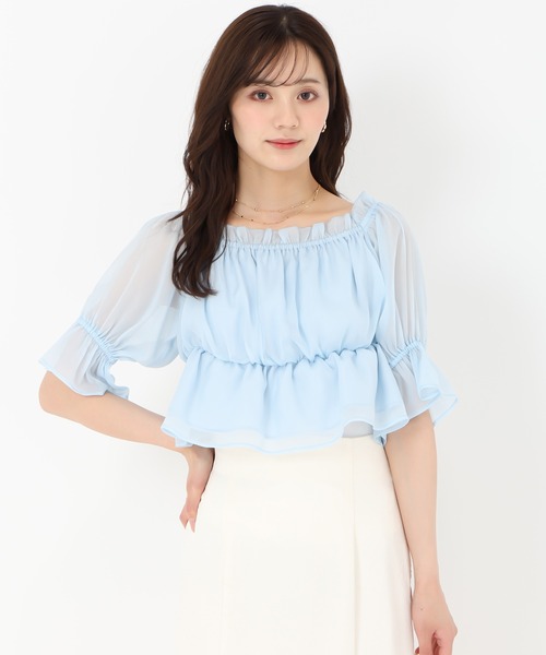 31 Sons de mode（トランテアン　ソン　ドゥ　モード）の「2025春夏新作 ラメオーガンジーシャーリングブラウス（シャツ/ブラウス・レディース・ブラック/ブルー/ベージュ/ピンク・ﾌﾘ-）」の20枚目の写真