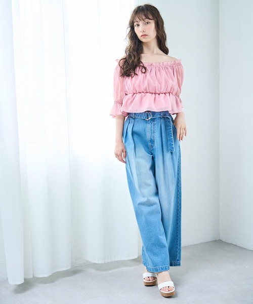 31 Sons de mode（トランテアン　ソン　ドゥ　モード）の「2025春夏新作 ラメオーガンジーシャーリングブラウス（シャツ/ブラウス・レディース・ブラック/ブルー/ベージュ/ピンク・ﾌﾘ-）」の11枚目の写真