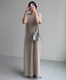 wee9s（ウィークス）の「【セルフカット可能】daily daily super stretch crew neck pleats one piece / デイリーデイリースーパーストレッチクルーネックプリーツワンピース[半袖]（ワンピース）」