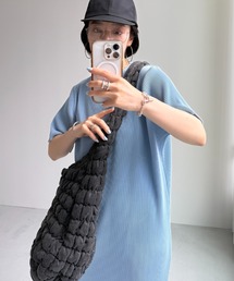 wee9s（ウィークス）の「【セルフカット可能】daily daily super stretch crew neck pleats one piece / デイリーデイリースーパーストレッチクルーネックプリーツワンピース[半袖]（ワンピース）」
