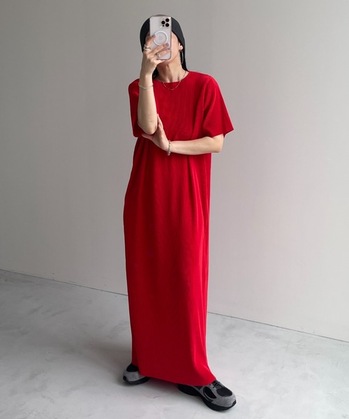 セール】daily daily super stretch crew neck pleats one piece