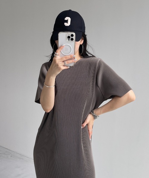 セール】daily daily super stretch crew neck pleats one piece