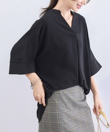 【新品】EPOCA 新品　黒 Vネック 五分袖 トップス 40 七分袖 Vネック」に該当するトップス（ブラック/黒色系