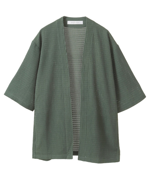 MEN'S MELROSE(メンズメルローズ)の「テクスチャーメッシュハーフスリーブカーディガン(カーディガン/ボレロ・メンズ・ブラック/グリーン/ブラウン・3/4/2)」の7枚目の写真