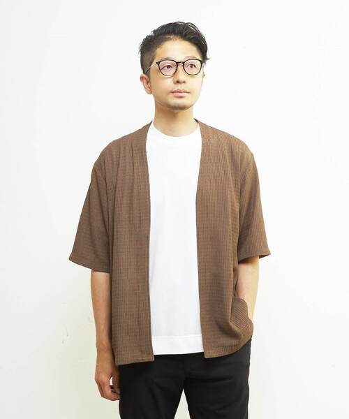 MEN'S MELROSE(メンズメルローズ)の「テクスチャーメッシュハーフスリーブカーディガン(カーディガン/ボレロ・メンズ・ブラック/グリーン/ブラウン・3/4/2)」の11枚目の写真