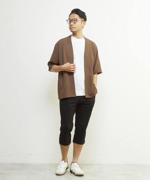 MEN'S MELROSE(メンズメルローズ)の「テクスチャーメッシュハーフスリーブカーディガン(カーディガン/ボレロ・メンズ・ブラック/グリーン/ブラウン・3/4/2)」の13枚目の写真