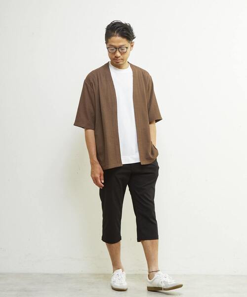 MEN'S MELROSE(メンズメルローズ)の「テクスチャーメッシュハーフスリーブカーディガン(カーディガン/ボレロ・メンズ・ブラック/グリーン/ブラウン・3/4/2)」の14枚目の写真