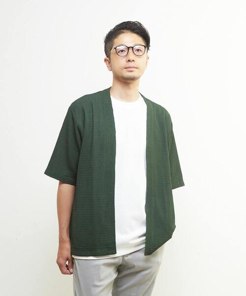 MEN'S MELROSE(メンズメルローズ)の「テクスチャーメッシュハーフスリーブカーディガン(カーディガン/ボレロ・メンズ・ブラック/グリーン/ブラウン・3/4/2)」の15枚目の写真